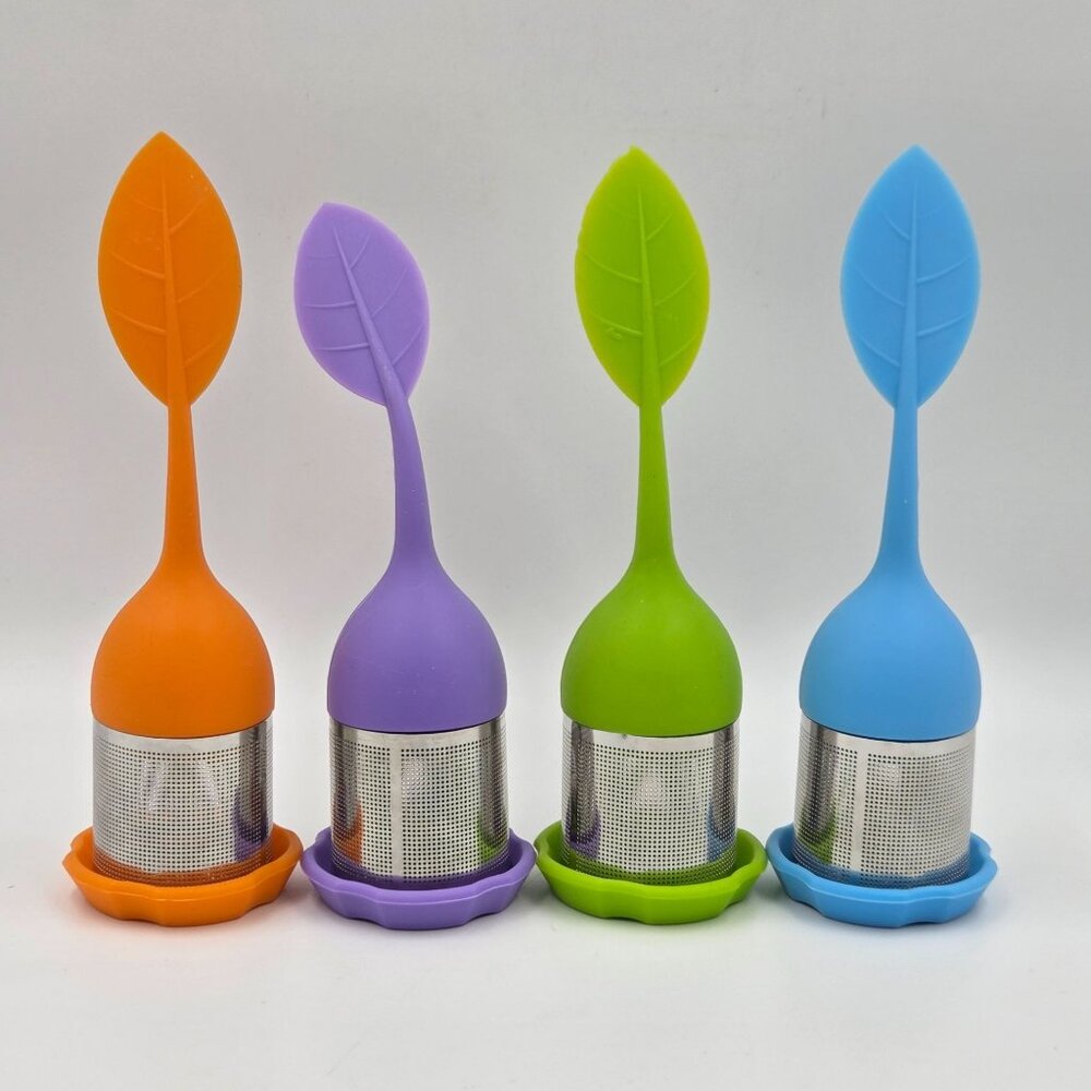 Fine Mesh Loose Leaf Tea Filter Set of 4 Steeper with Silicone Handles